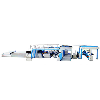 Enkele Facer Golfkarton en Fluit Lamineren Litho Laminator Machine met Flip Flop Stapelaar Lijn Rol naar Vel of Rol naar Rol